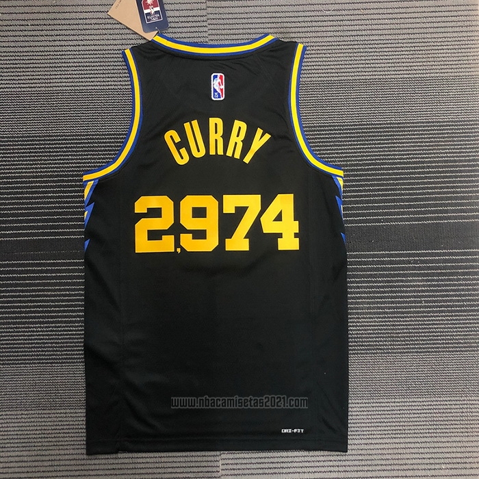Camiseta Golden State Warriors Stephen Curry 2974th 3 Points Negro